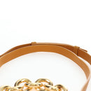 BOTTEGA VENETA Mount Chain Shoulder Bag Leather 2way Orange Gold Auth 190656V-14