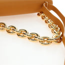 BOTTEGA VENETA Mount Chain Shoulder Bag Leather 2way Orange Gold Auth 190656V-8