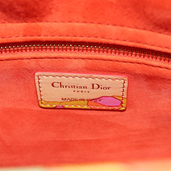 Christian Dior Lady Dior Hand Bag Leather 2way Red Gold Auth 190659SM