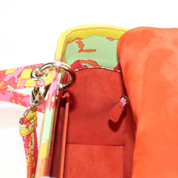 Christian Dior Lady Dior Hand Bag Leather 2way Red Gold Auth 190659SM