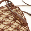 Miu Miu Hand Bag Straw 2way Brown Gold Auth 190660SAM-20