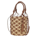 Miu Miu Hand Bag Straw 2way Brown Gold Auth 190660SAM-13