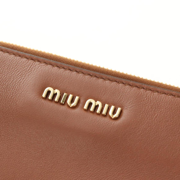Miu Miu Hand Bag Straw 2way Brown Gold Auth 190660SAM