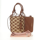 Miu Miu Hand Bag Straw 2way Brown Gold Auth 190660SAM-12