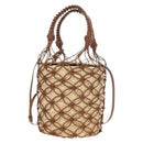 Miu Miu Hand Bag Straw 2way Brown Gold Auth 190660SAM-2