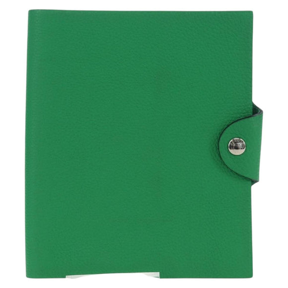 HERMES Yuris PM Note Cover Leather Green Auth 190663