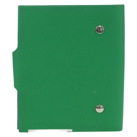 HERMES Yuris PM Note Cover Leather Green Auth 190663
