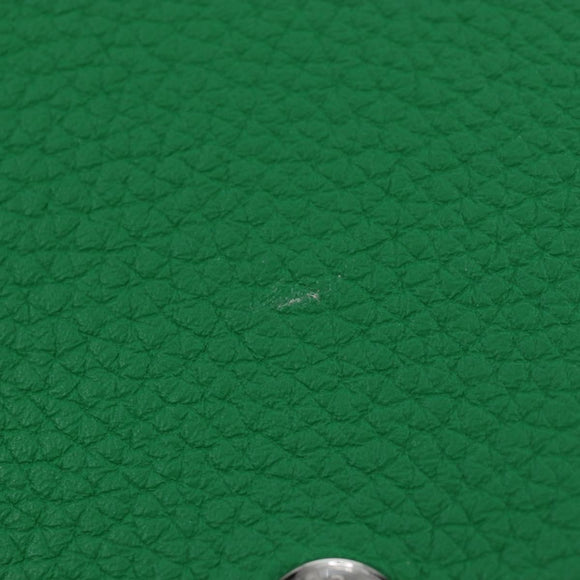 HERMES Yuris PM Note Cover Leather Green Auth 190663
