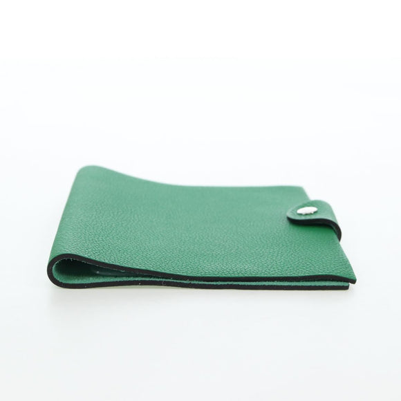 HERMES Yuris PM Note Cover Leather Green Auth 190663