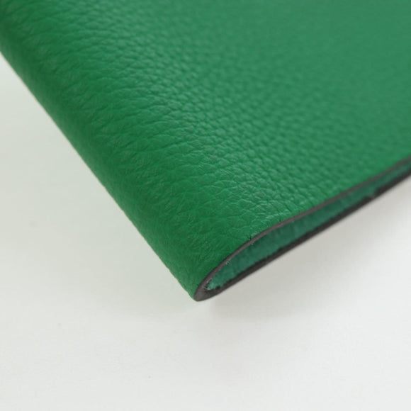 HERMES Yuris PM Note Cover Leather Green Auth 190663