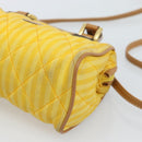 FENDI Hand Bag Canvas 2way Yellow Gold Auth 190664A-10