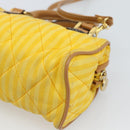 FENDI Hand Bag Canvas 2way Yellow Gold Auth 190664A-16