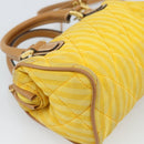 FENDI Hand Bag Canvas 2way Yellow Gold Auth 190664A-17
