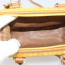 FENDI Hand Bag Canvas 2way Yellow Gold Auth 190664A-11