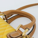 FENDI Hand Bag Canvas 2way Yellow Gold Auth 190664A-8