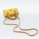 FENDI Hand Bag Canvas 2way Yellow Gold Auth 190664A-9