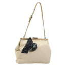 Miu Miu Accessory Pouch Satin Champagne Gold Auth 190668A-1