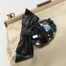 Miu Miu Accessory Pouch Satin Champagne Gold Auth 190668A-16