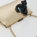 Miu Miu Accessory Pouch Satin Champagne Gold Auth 190668A-6