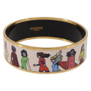 HERMES Emaille GM Beach Bracelet metal Gold Tone Auth 190673M-1