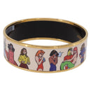 HERMES Emaille GM Beach Bracelet metal Gold Tone Auth 190673M-4