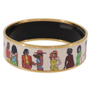 HERMES Emaille GM Beach Bracelet metal Gold Tone Auth 190673M-5