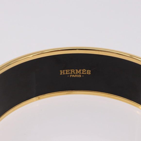 HERMES Emaille GM Beach Bracelet metal Gold Tone Auth 190673M