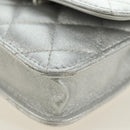 CHANEL Matelasse Chain Shoulder Bag Lamb Skin Silver CC Auth 190674SAM-16
