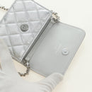 CHANEL Matelasse Chain Shoulder Bag Lamb Skin Silver CC Auth 190674SAM-20