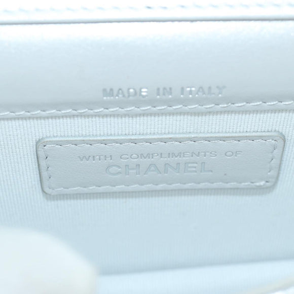CHANEL Matelasse Chain Shoulder Bag Lamb Skin Silver CC Auth 190674SAM