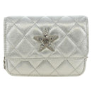 CHANEL Matelasse Chain Shoulder Bag Lamb Skin Silver CC Auth 190674SAM-13