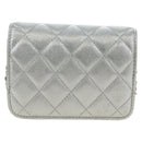 CHANEL Matelasse Chain Shoulder Bag Lamb Skin Silver CC Auth 190674SAM-2