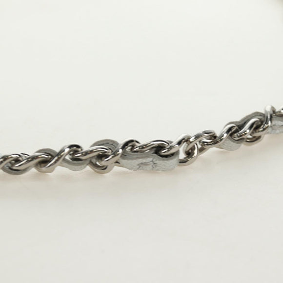 CHANEL Matelasse Chain Shoulder Bag Lamb Skin Silver CC Auth 190674SAM