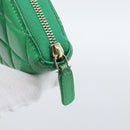 CHANEL Matelasse Long Wallet Lamb Skin Green Gold CC Auth 190675-8