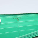 CHANEL Matelasse Long Wallet Lamb Skin Green Gold CC Auth 190675-17