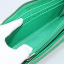 CHANEL Matelasse Long Wallet Lamb Skin Green Gold CC Auth 190675-10