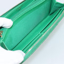 CHANEL Matelasse Long Wallet Lamb Skin Green Gold CC Auth 190675-20