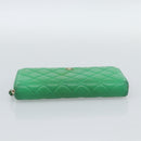 CHANEL Matelasse Long Wallet Lamb Skin Green Gold CC Auth 190675-6