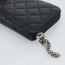 CHANEL Matelasse Cambon Line Long Wallet Leather Black Silver CC Auth 190679-15