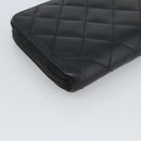 CHANEL Matelasse Cambon Line Long Wallet Leather Black Silver CC Auth 190679-16