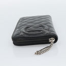 CHANEL Matelasse Cambon Line Long Wallet Leather Black Silver CC Auth 190679-3