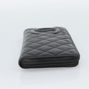 CHANEL Matelasse Cambon Line Long Wallet Leather Black Silver CC Auth 190679-4