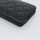 CHANEL Matelasse Cambon Line Long Wallet Leather Black Silver CC Auth 190679-8