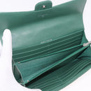 CHANEL Matelasse Long Wallet Lamb Skin Green Silver CC Auth 190682M-15