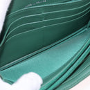 CHANEL Matelasse Long Wallet Lamb Skin Green Silver CC Auth 190682M-17