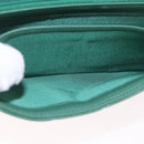 CHANEL Matelasse Long Wallet Lamb Skin Green Silver CC Auth 190682M-19
