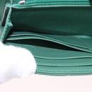 CHANEL Matelasse Long Wallet Lamb Skin Green Silver CC Auth 190682M-20