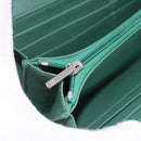 CHANEL Matelasse Long Wallet Lamb Skin Green Silver CC Auth 190682M-21