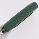 CHANEL Matelasse Long Wallet Lamb Skin Green Silver CC Auth 190682M-7