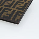 FENDI Zucca Canvas Shoulder Wallet Brown Black Auth 190683A-12